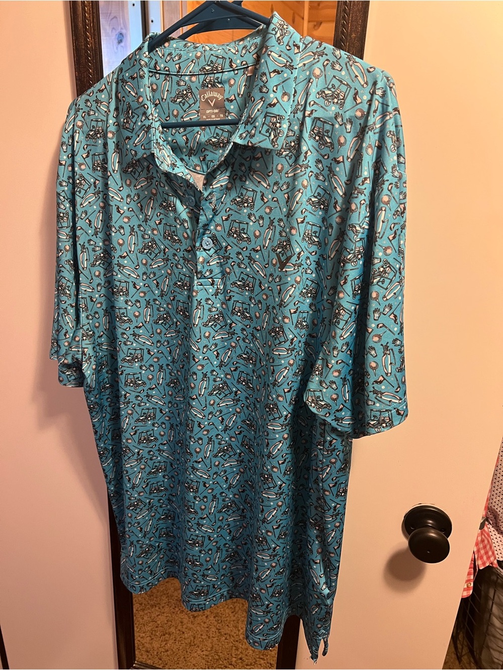 Callaway Teal Golf Polo with Tool & Golf Motif
